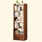 Nut-Brown Rectangle Wood 5-Shelf Storage Bookcase