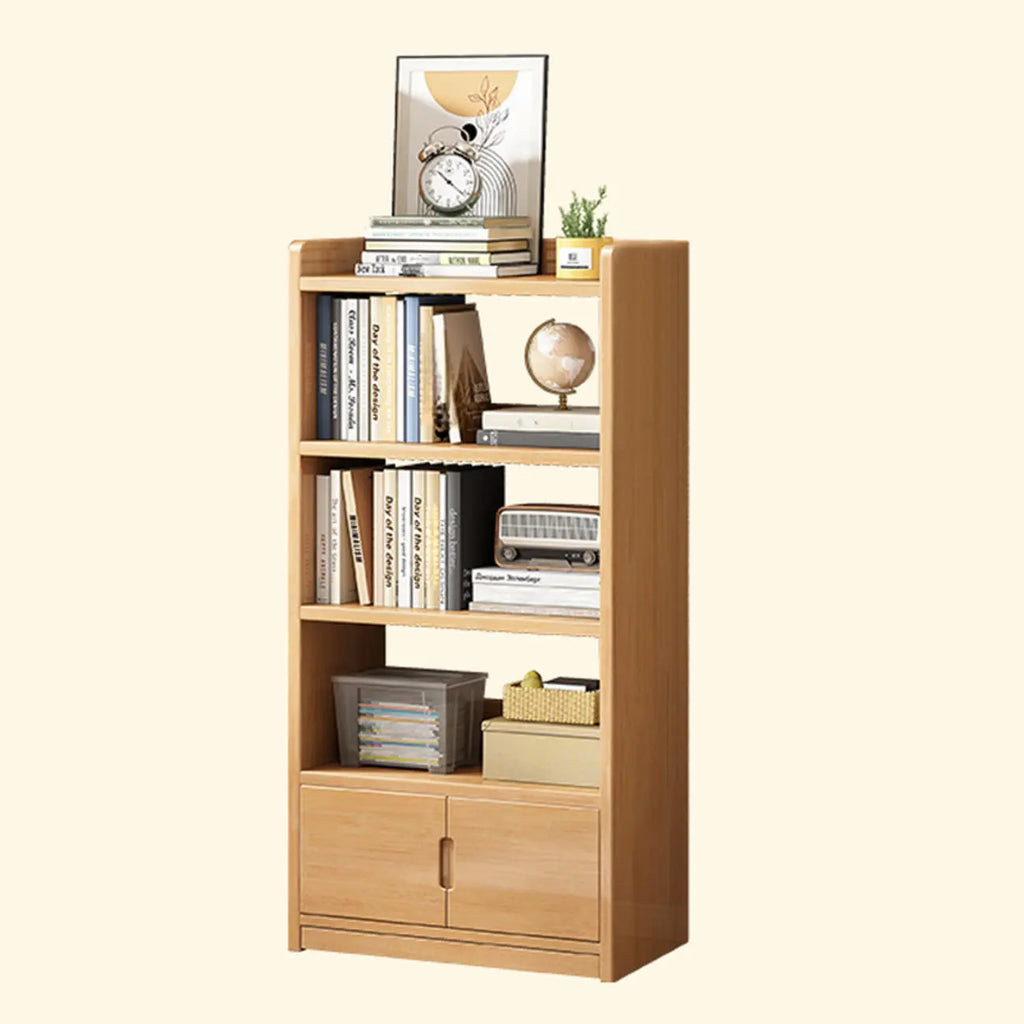 Nut-Brown Rectangle Wood 5-Shelf Storage Bookcase