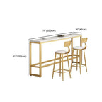 Sleek Faux Marble Bar Table Golden Trestle Base for Dining Room