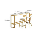 Sleek Faux Marble Bar Table Golden Trestle Base for Dining Room