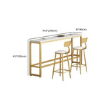 Sleek Faux Marble Bar Table Golden Trestle Base for Dining Room