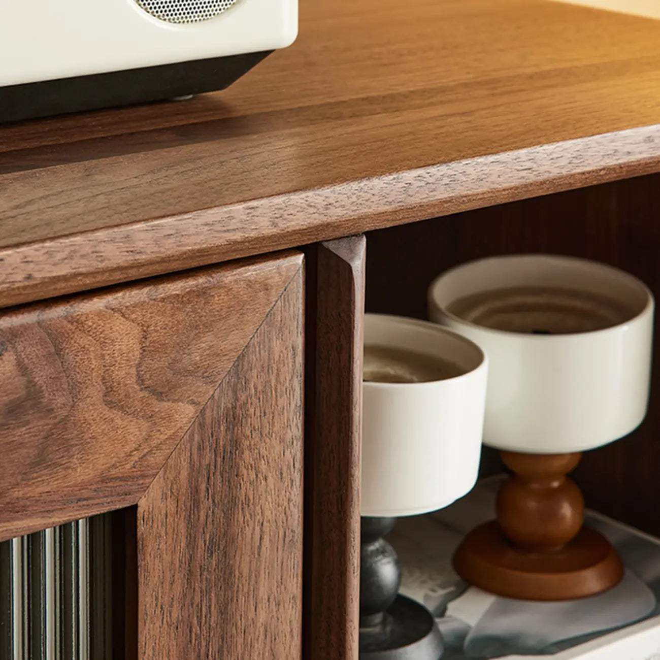 Elegant Wooden Display Cabinet with Drawers and Glass Door