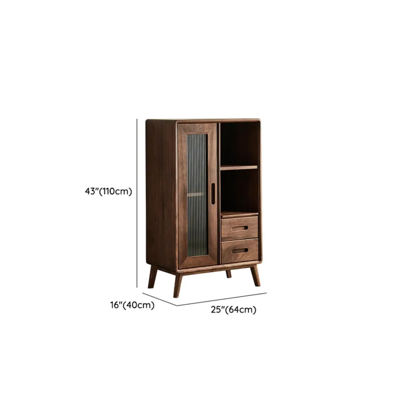 Elegant Wooden Display Cabinet with Drawers and Glass Door