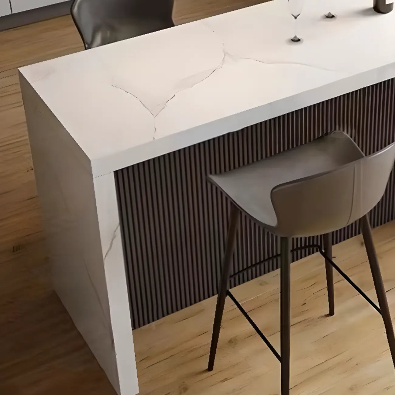 Rectangle White Marble Counter Height Bar Tables