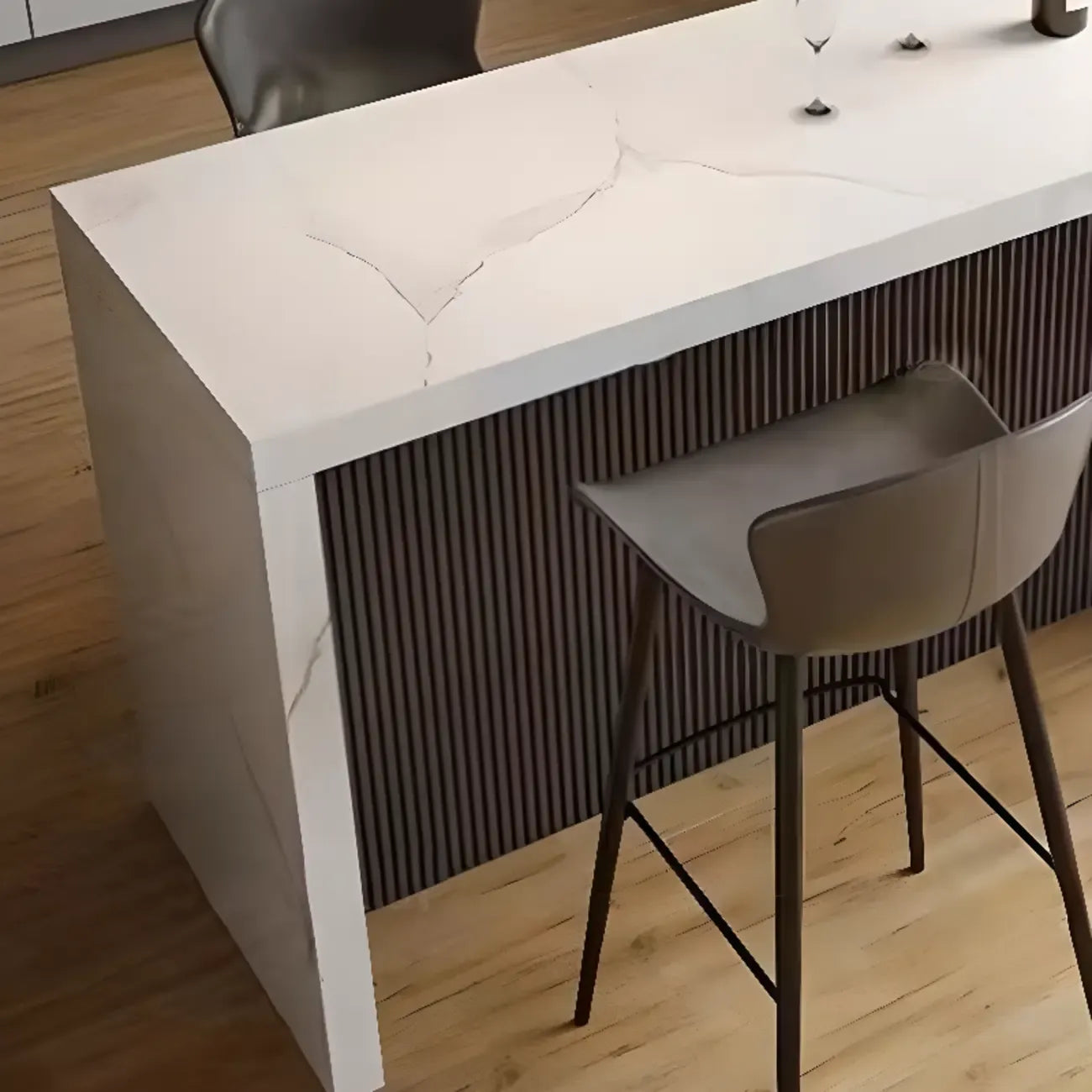 Rectangle White Marble Counter Height Bar Tables