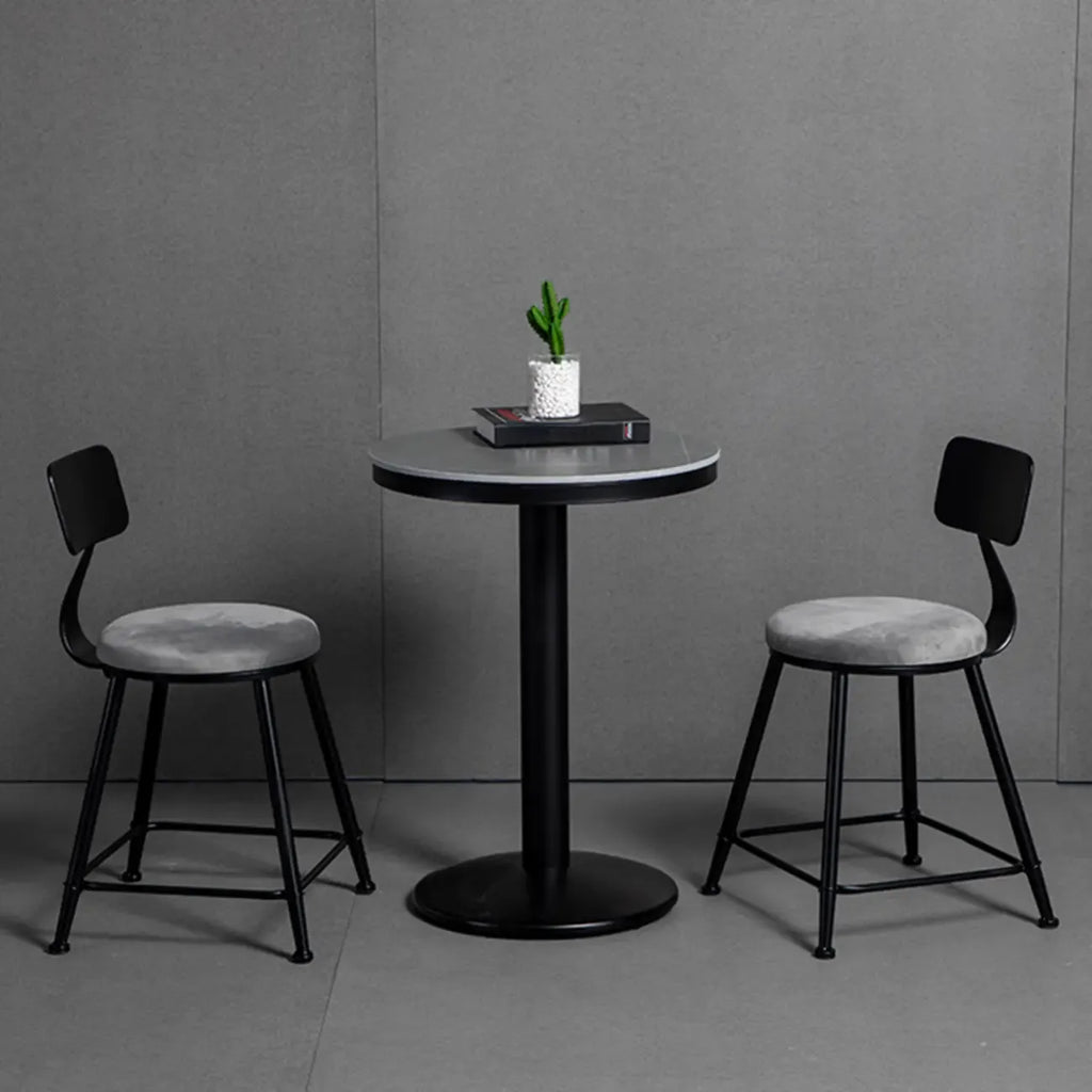 Industrial Grey Circular Stone Bar Height Table for 2 Seats