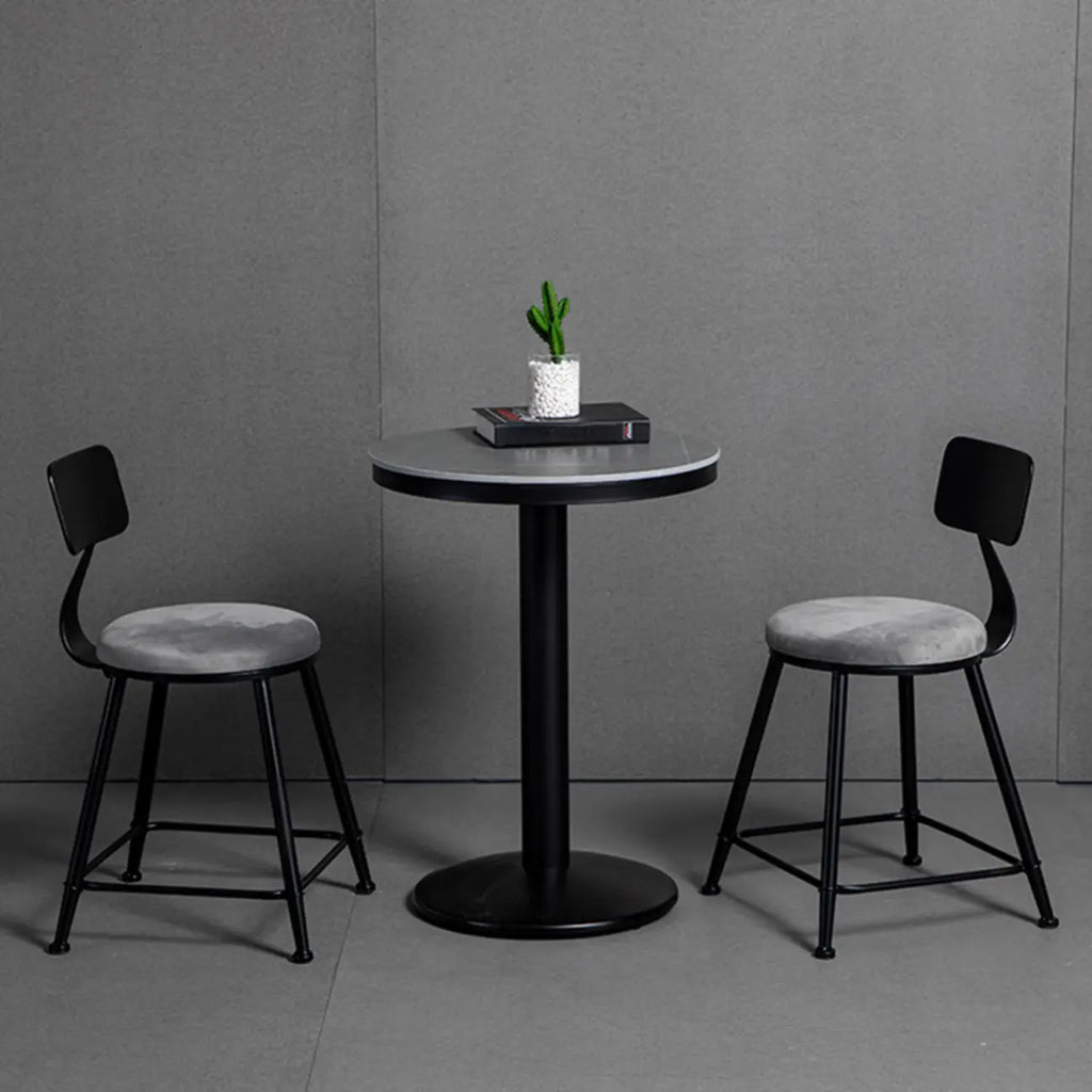 Industrial Grey Circular Stone Bar Height Table for 2 Seats