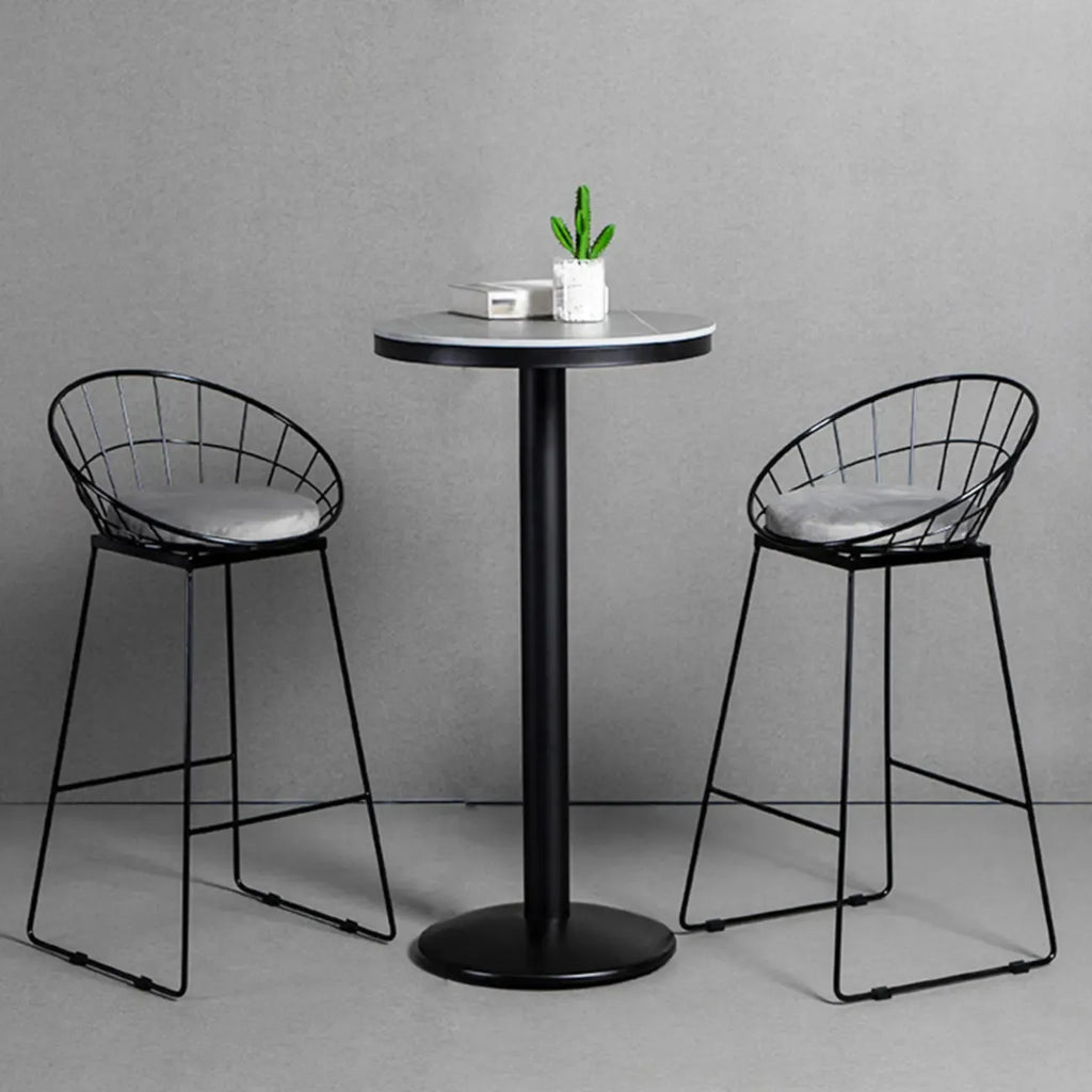 Industrial Grey Circular Stone Bar Height Table for 2 Seats