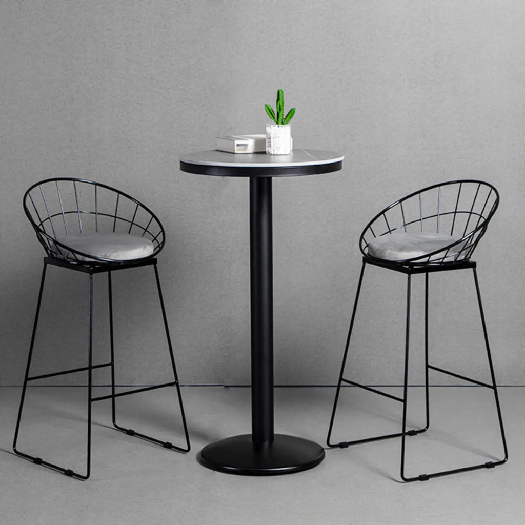 Industrial Grey Circular Stone Bar Height Table for 2 Seats
