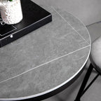 Industrial Grey Circular Stone Bar Height Table for 2 Seats