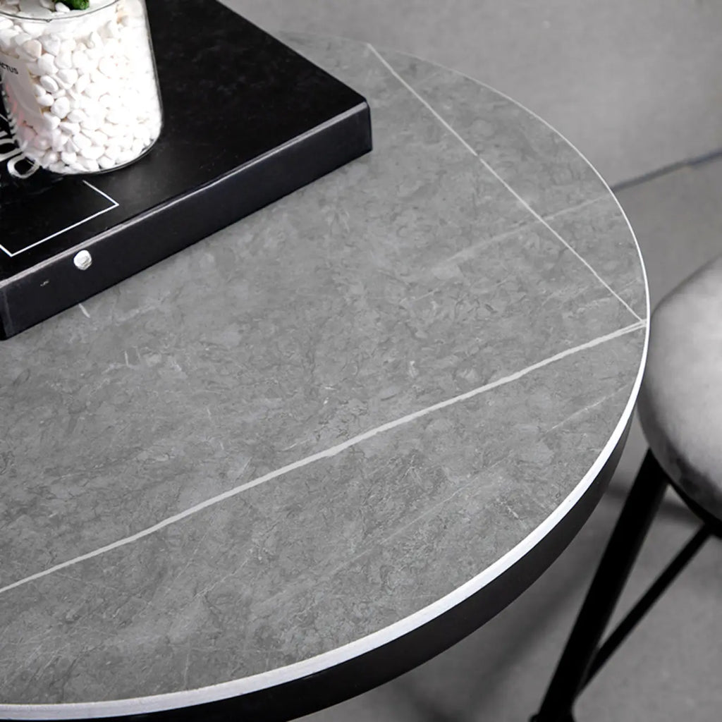 Industrial Grey Circular Stone Bar Height Table for 2 Seats