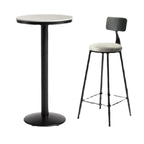 Industrial Grey Circular Stone Bar Height Table for 2 Seats