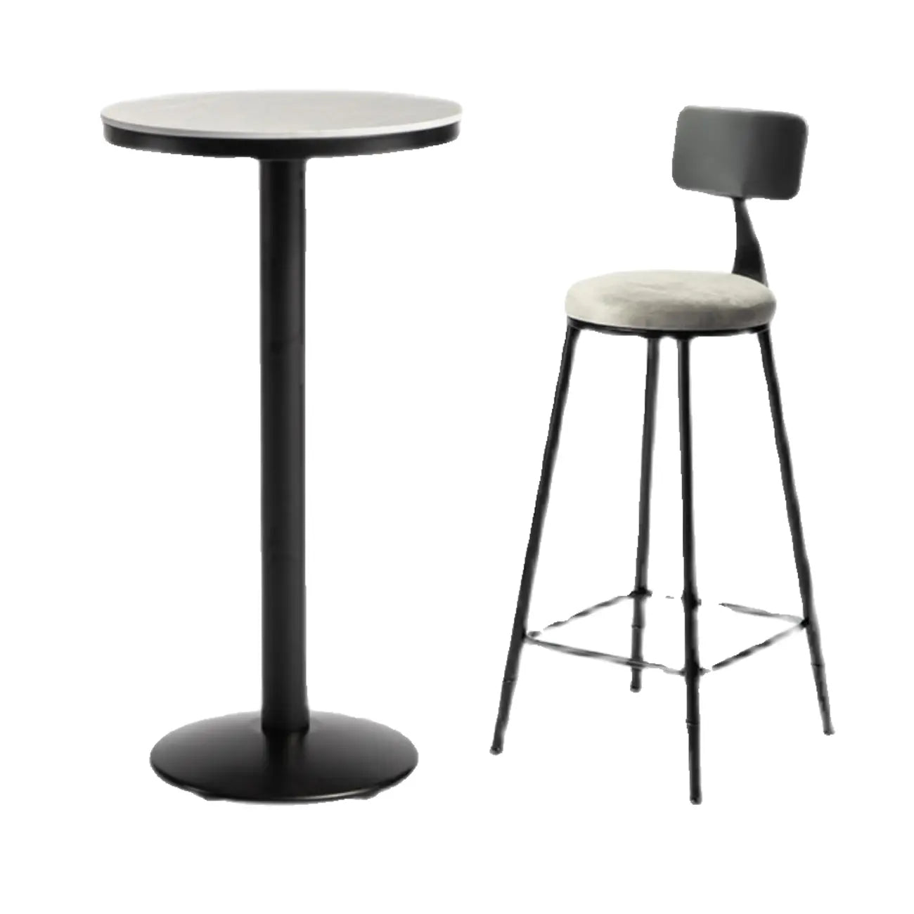 Industrial Grey Circular Stone Bar Height Table for 2 Seats