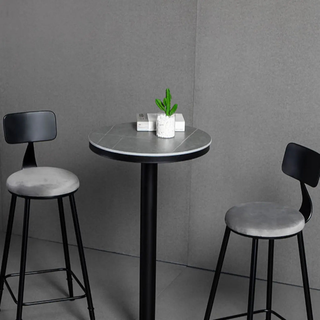 Industrial Grey Circular Stone Bar Height Table for 2 Seats
