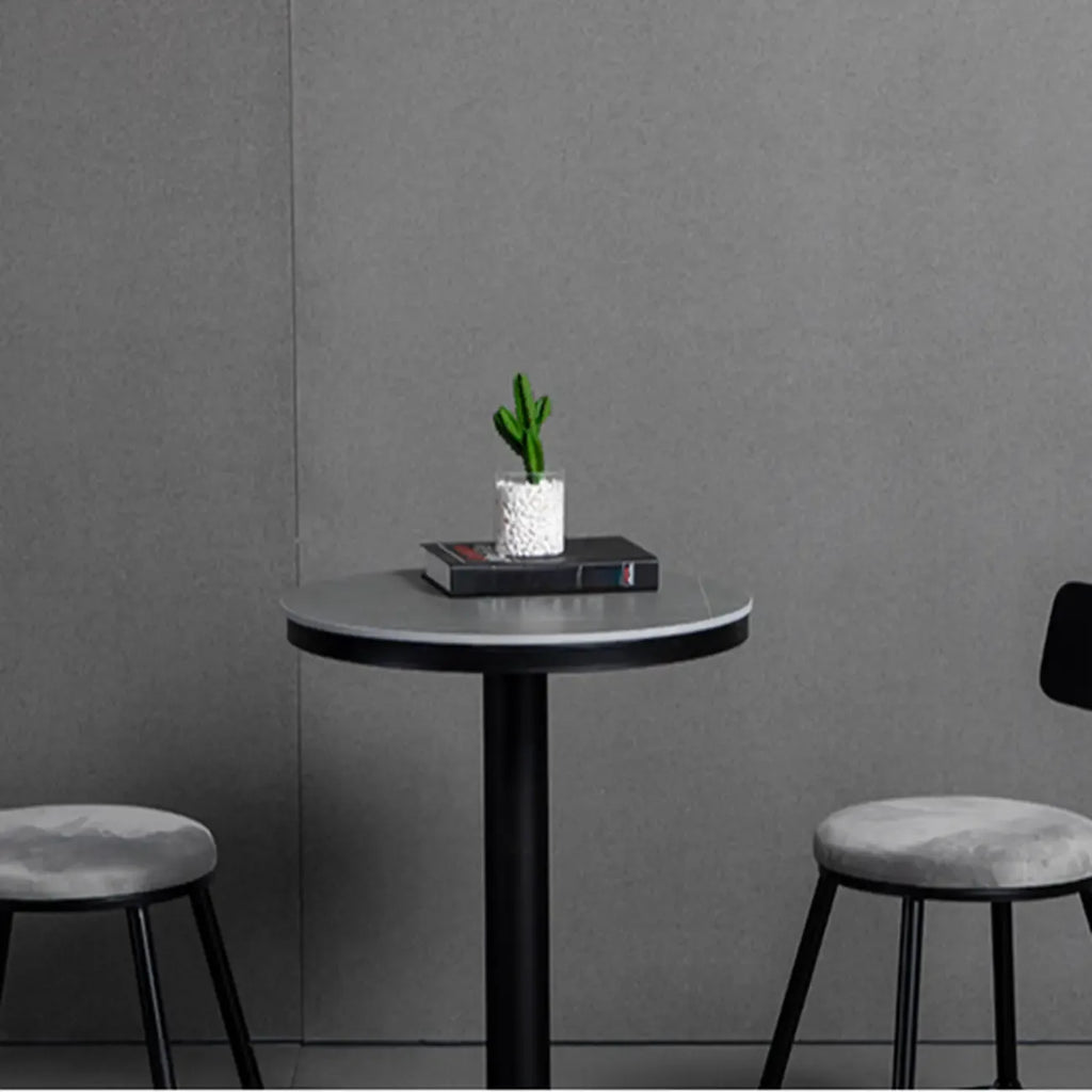 Industrial Grey Circular Stone Bar Height Table for 2 Seats