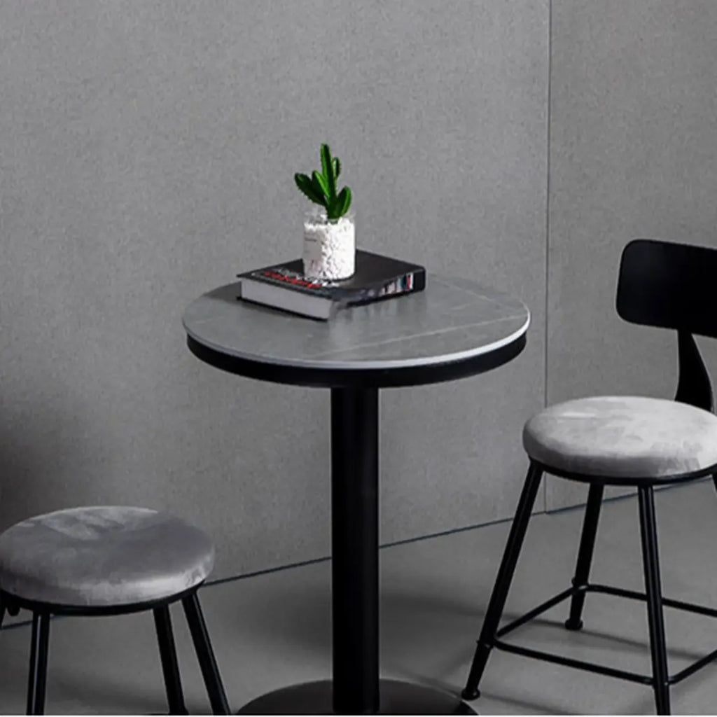 Industrial Grey Circular Stone Bar Height Table for 2 Seats