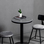 Industrial Grey Circular Stone Bar Height Table for 2 Seats