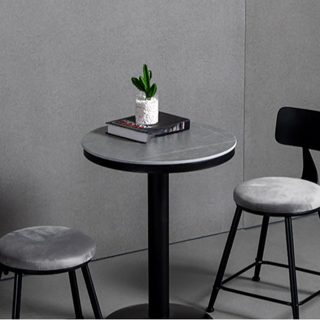 Industrial Grey Circular Stone Bar Height Table for 2 Seats