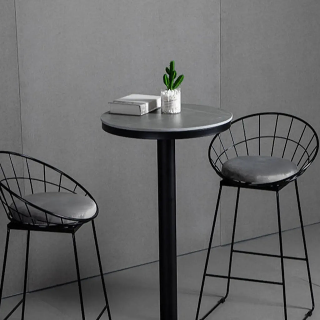 Industrial Grey Circular Stone Bar Height Table for 2 Seats