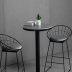 Industrial Grey Circular Stone Bar Height Table for 2 Seats