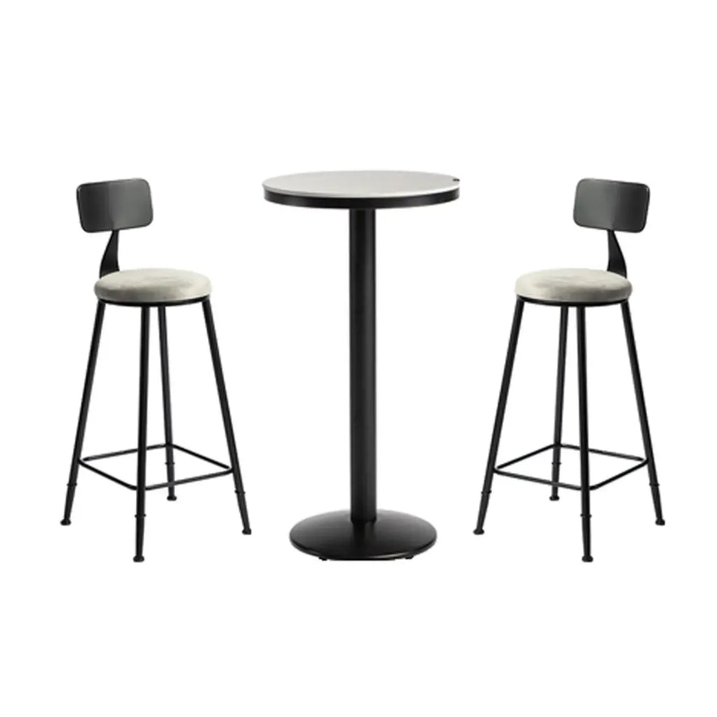 Industrial Grey Circular Stone Bar Height Table for 2 Seats