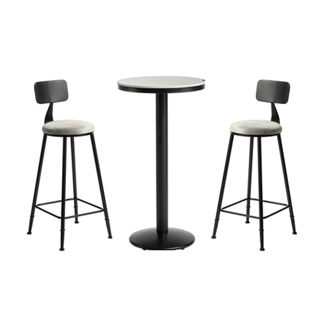 Industrial Grey Circular Stone Bar Height Table for 2 Seats
