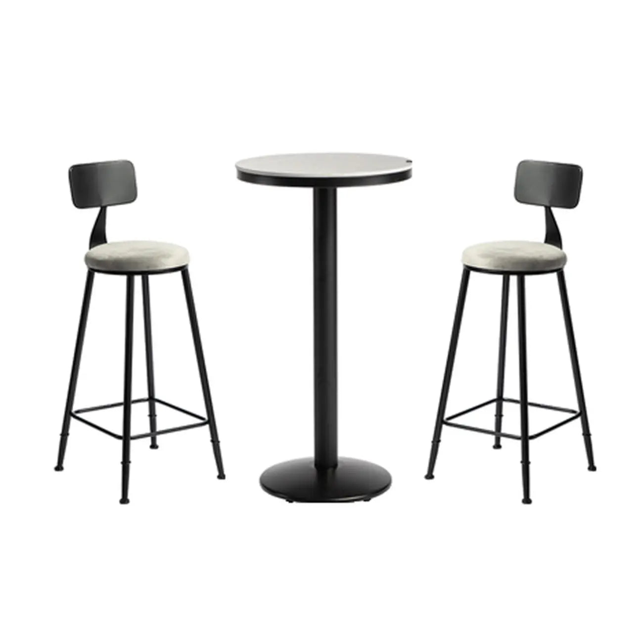Industrial Grey Circular Stone Bar Height Table for 2 Seats
