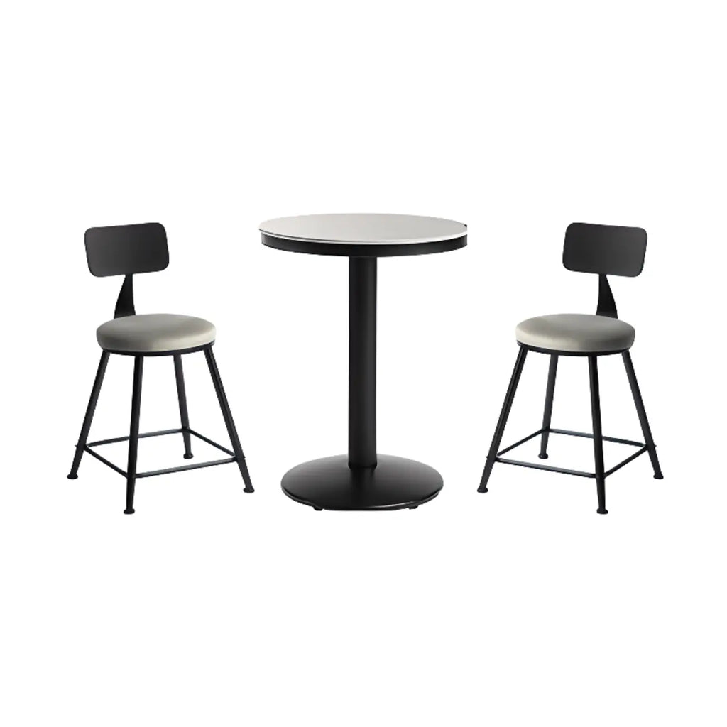 Industrial Grey Circular Stone Bar Height Table for 2 Seats