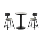 Industrial Grey Circular Stone Bar Height Table for 2 Seats