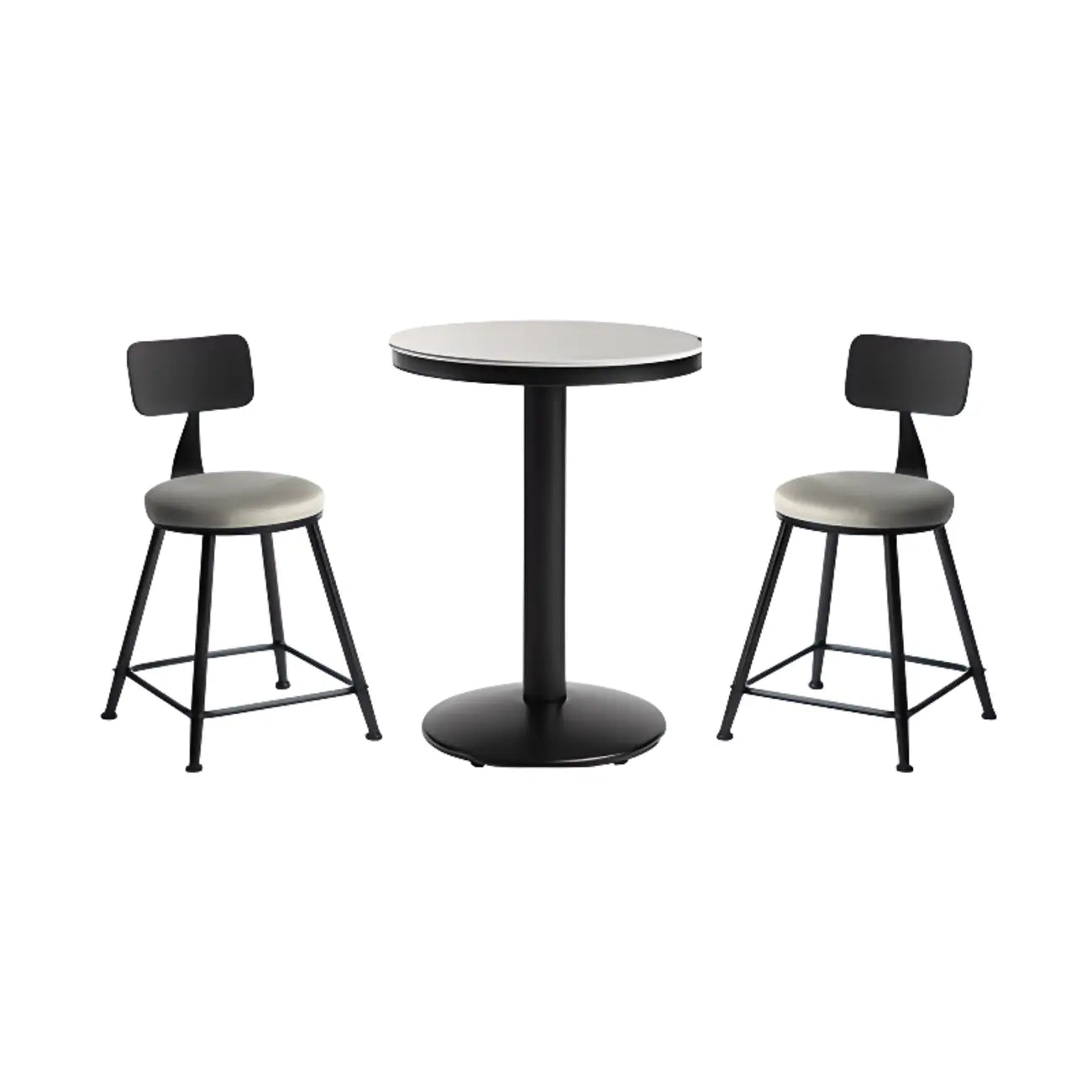 Industrial Grey Circular Stone Bar Height Table for 2 Seats
