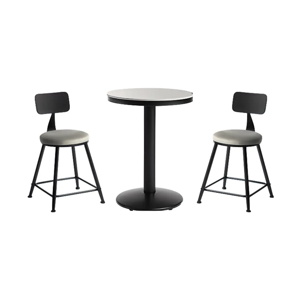Industrial Grey Circular Stone Bar Height Table for 2 Seats