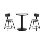 Industrial Grey Circular Stone Bar Height Table for 2 Seats