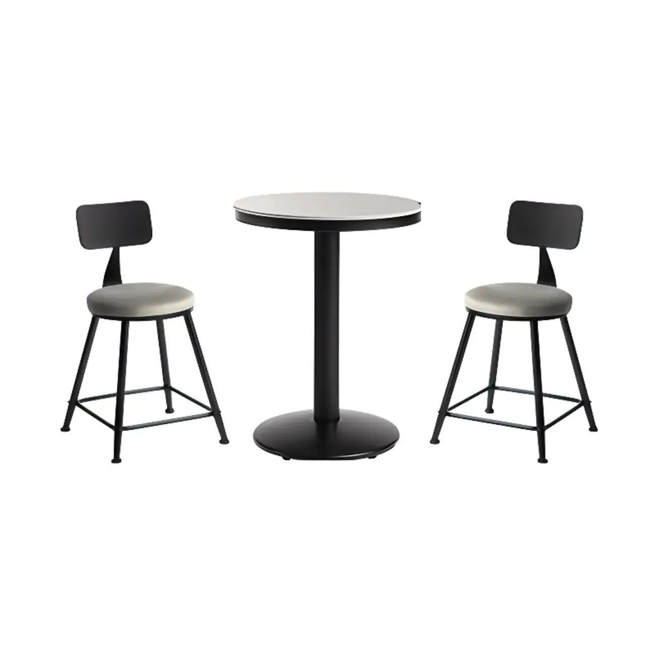 Industrial Grey Circular Stone Bar Height Table for 2 Seats