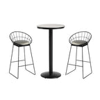 Industrial Grey Circular Stone Bar Height Table for 2 Seats