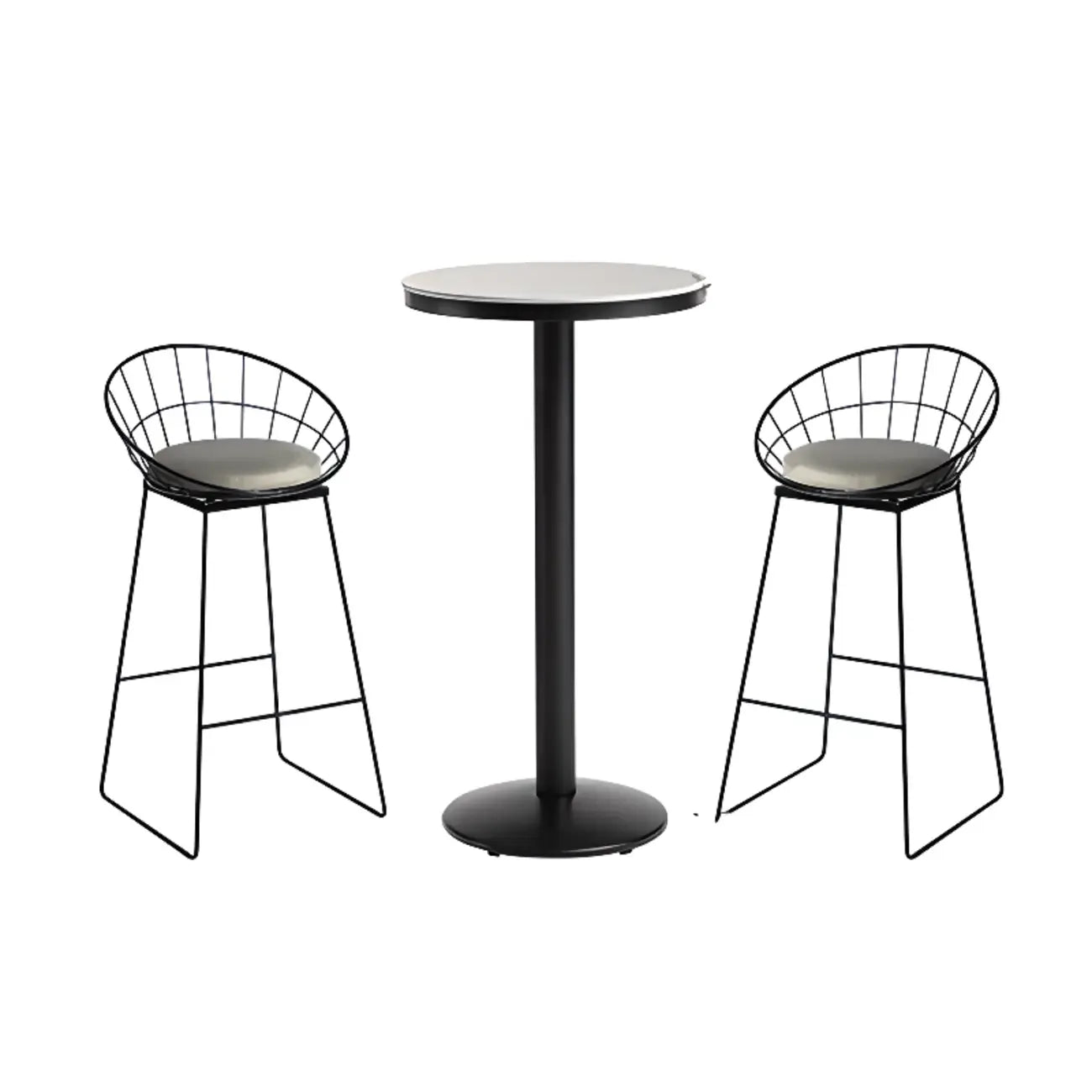 Industrial Grey Circular Stone Bar Height Table for 2 Seats