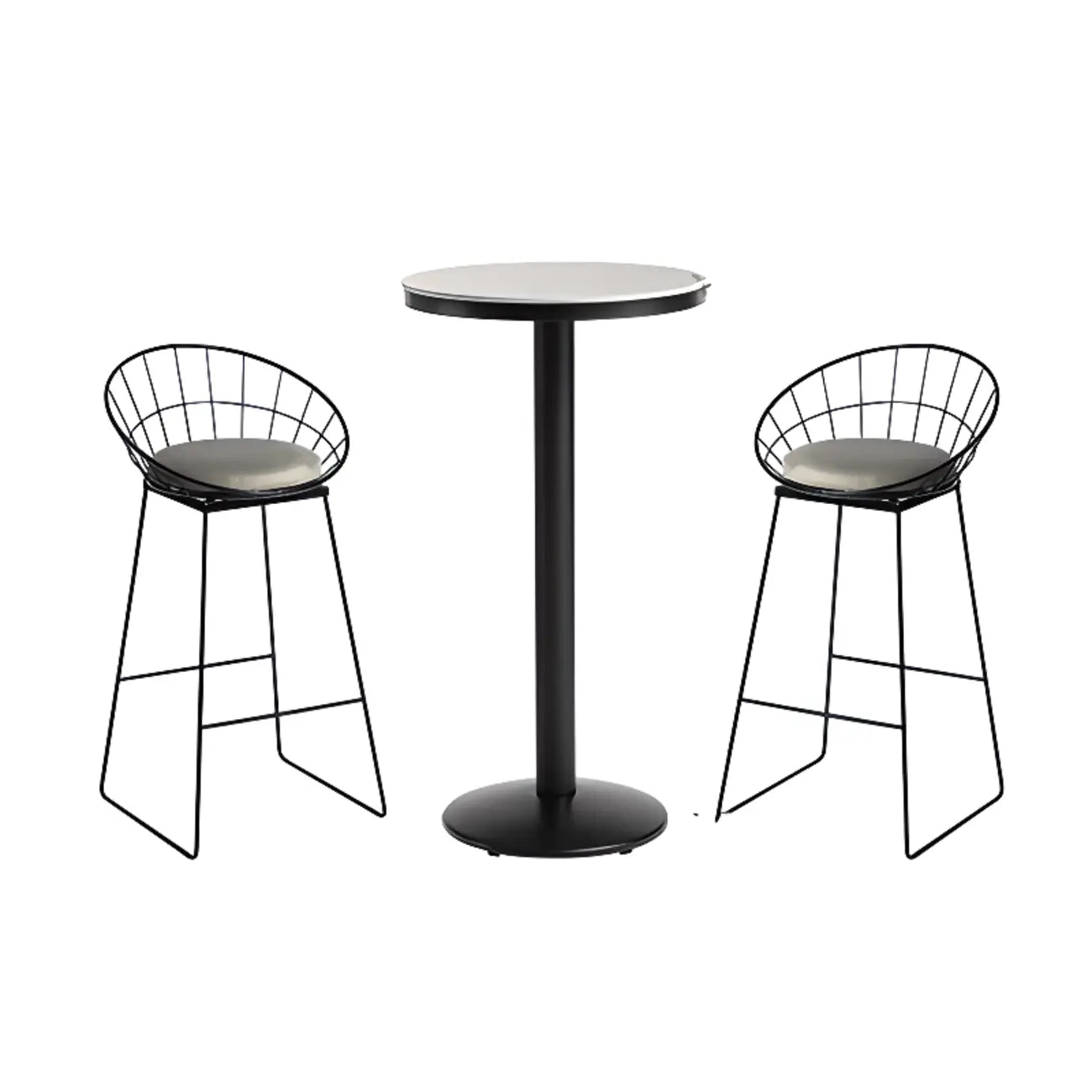 Industrial Grey Circular Stone Bar Height Table for 2 Seats