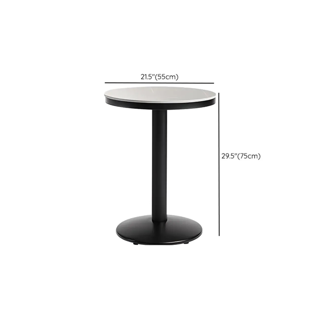 Industrial Grey Circular Stone Bar Height Table for 2 Seats