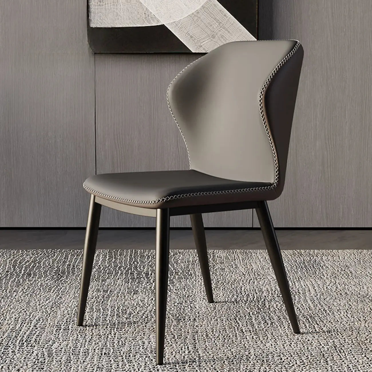 Scandinavian Faux Leather Wingback Dining Chairs