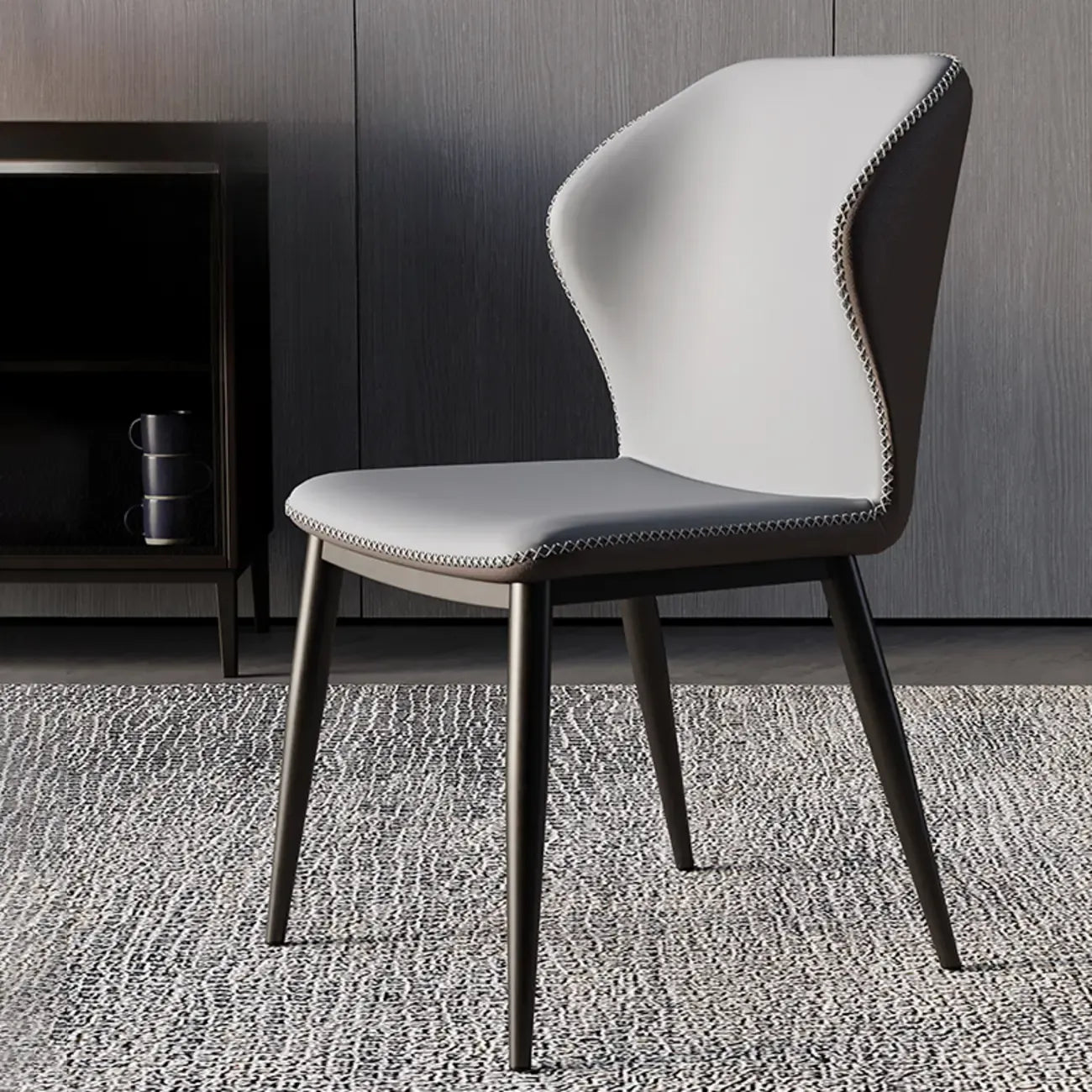 Scandinavian Faux Leather Wingback Dining Chairs