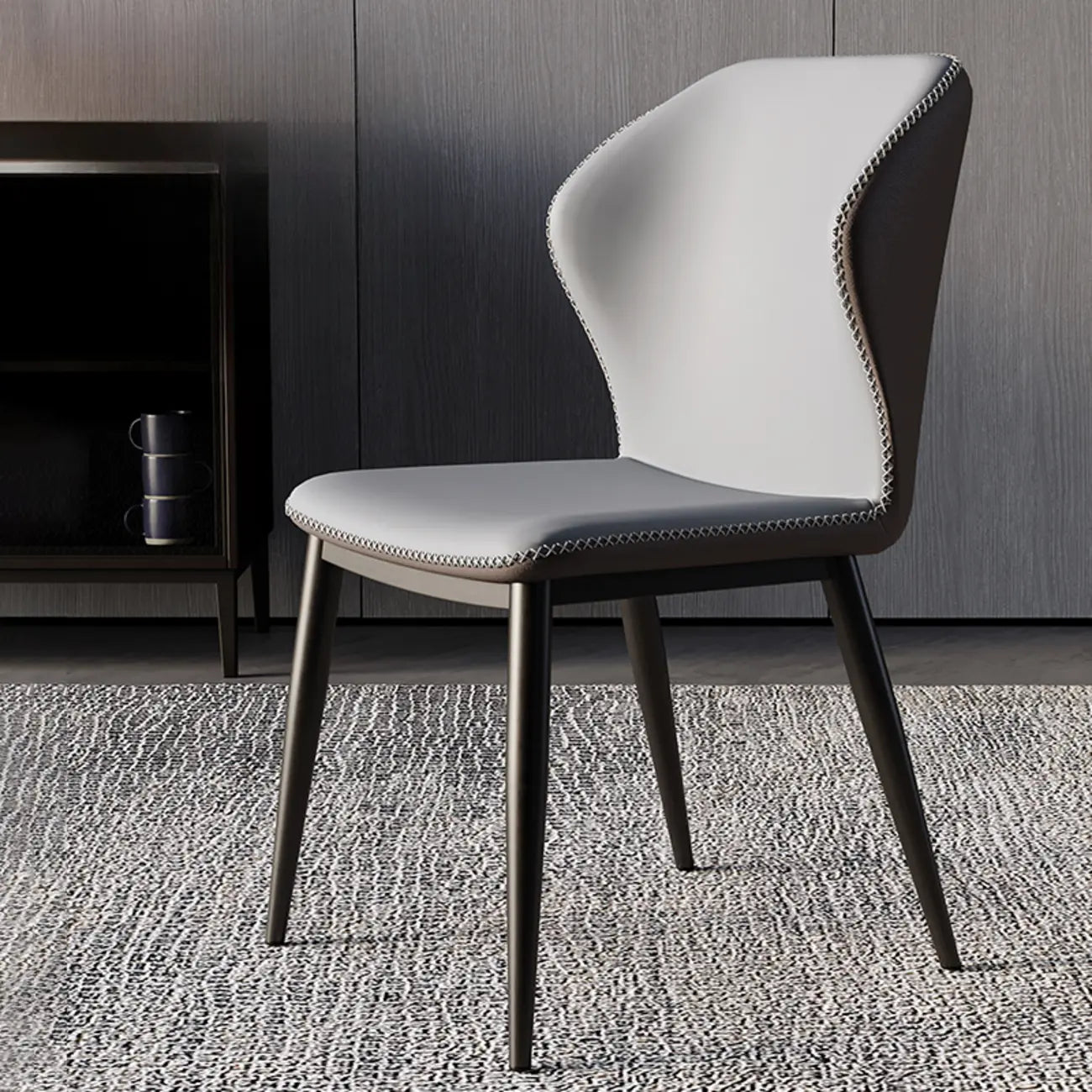 Scandinavian Faux Leather Wingback Dining Chairs