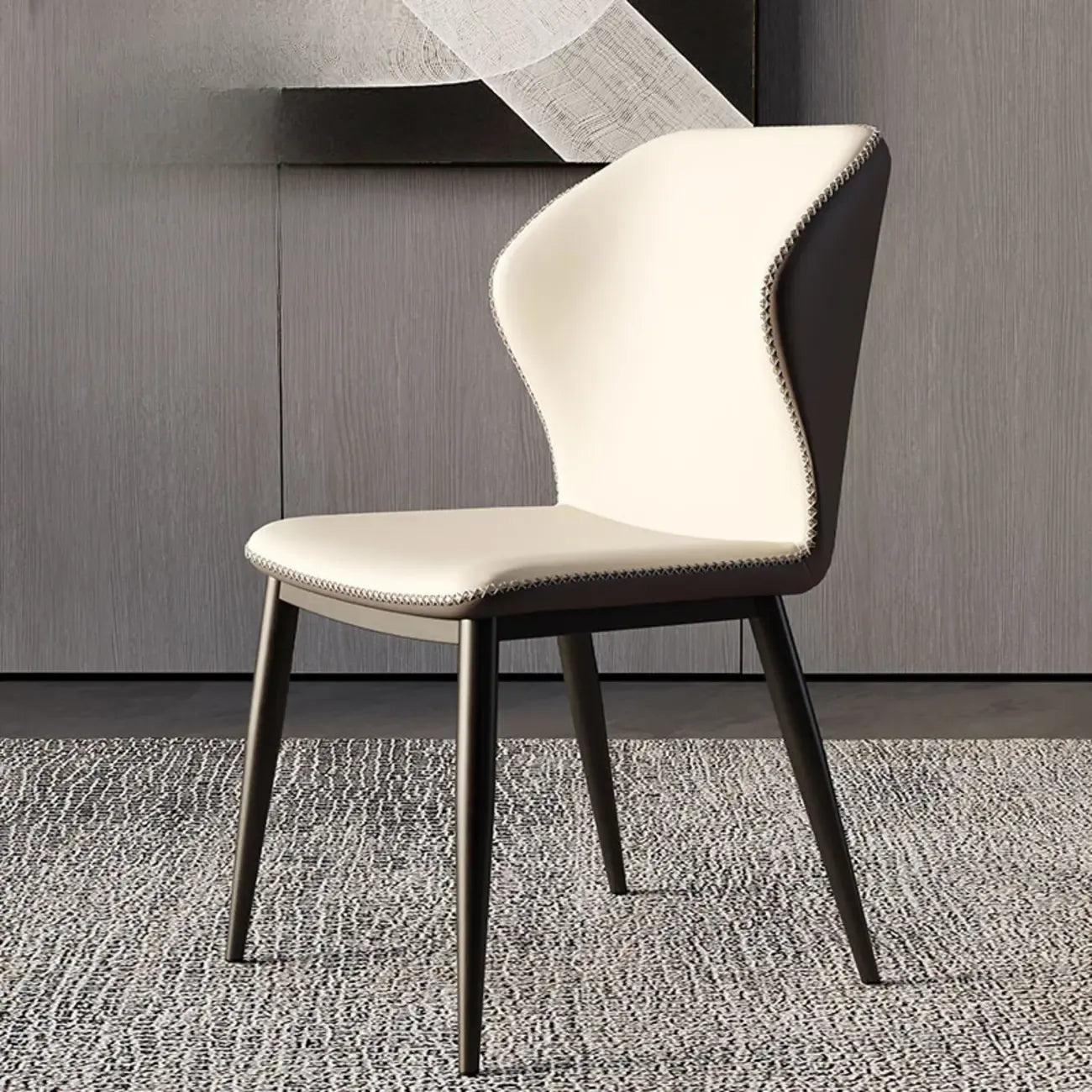 Scandinavian Faux Leather Wingback Dining Chairs