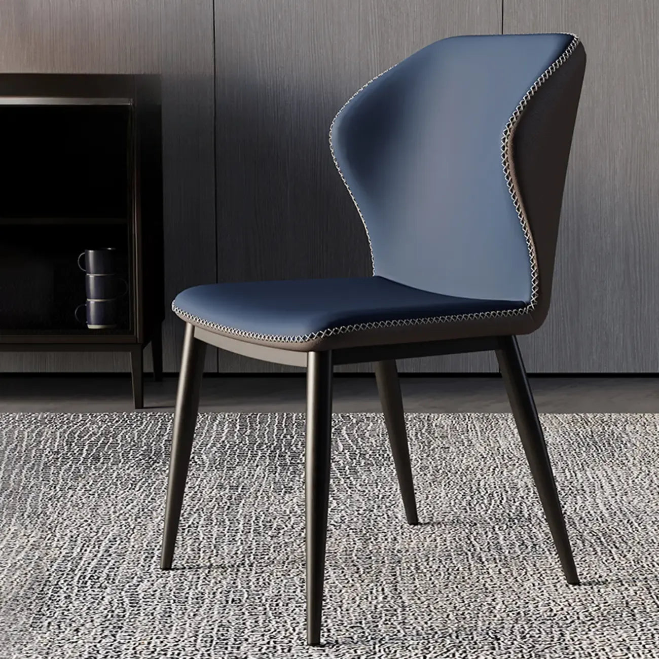 Scandinavian Faux Leather Wingback Dining Chairs