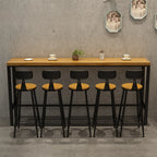 Natural Rectangle Solid Wood Long Footrest Bar Table