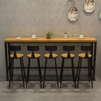 Natural Rectangle Solid Wood Long Footrest Bar Table