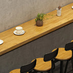 Natural Rectangle Solid Wood Long Footrest Bar Table