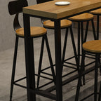 Natural Rectangle Solid Wood Long Footrest Bar Table