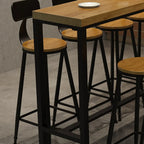 Natural Rectangle Solid Wood Long Footrest Bar Table