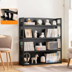 Premium Bamboo Modern Black 5-Shelf Open Bookshelf