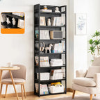 Premium Bamboo Modern Black 5-Shelf Open Bookshelf