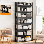 Premium Bamboo Modern Black 5-Shelf Open Bookshelf
